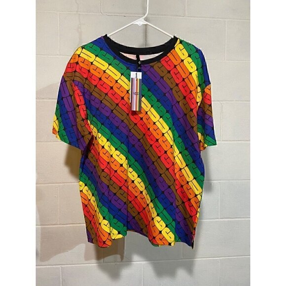 UGG UNISEX Logo U Toni Pride Rainbow Oversized‎ Tee for Everyone Colorful Casual - Picture 6 of 12